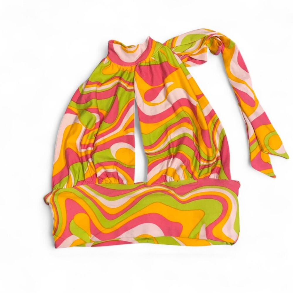 70s Multicolor Halter Sz M